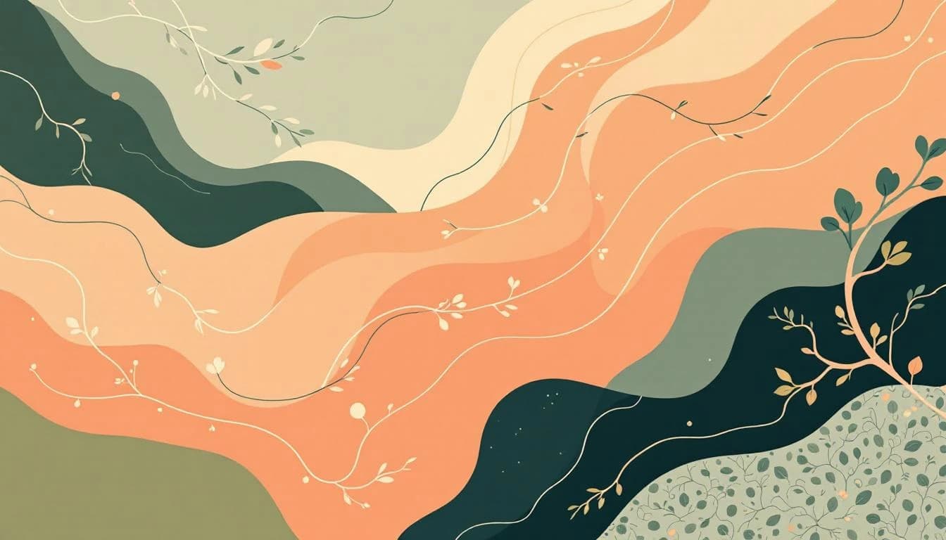 Abstract botanical healing pathways with warm amber and sage green tones representing neurotherapeutic innovation