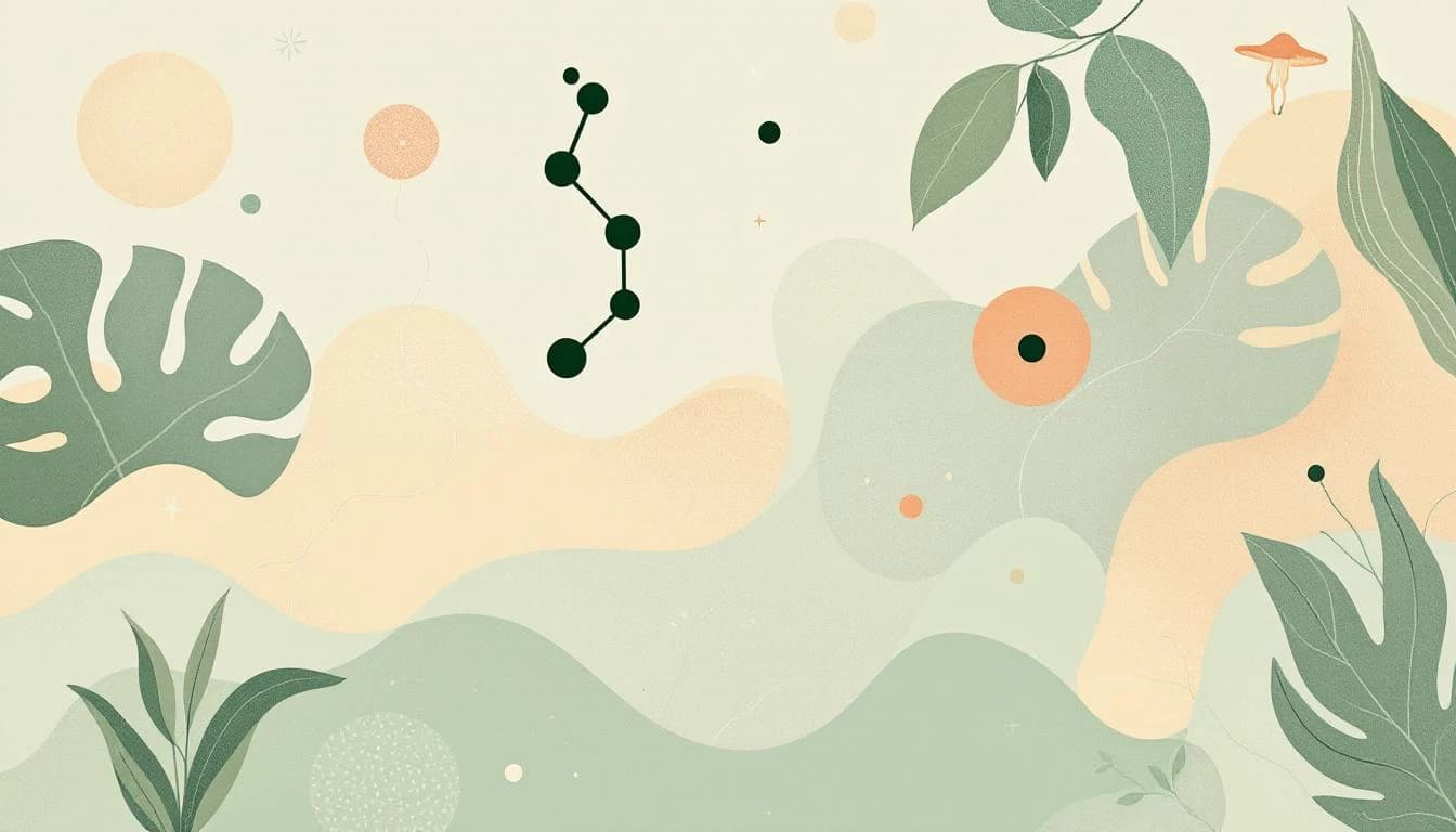 Abstract illustration of myelin repair and brain network synchronization in warm tones