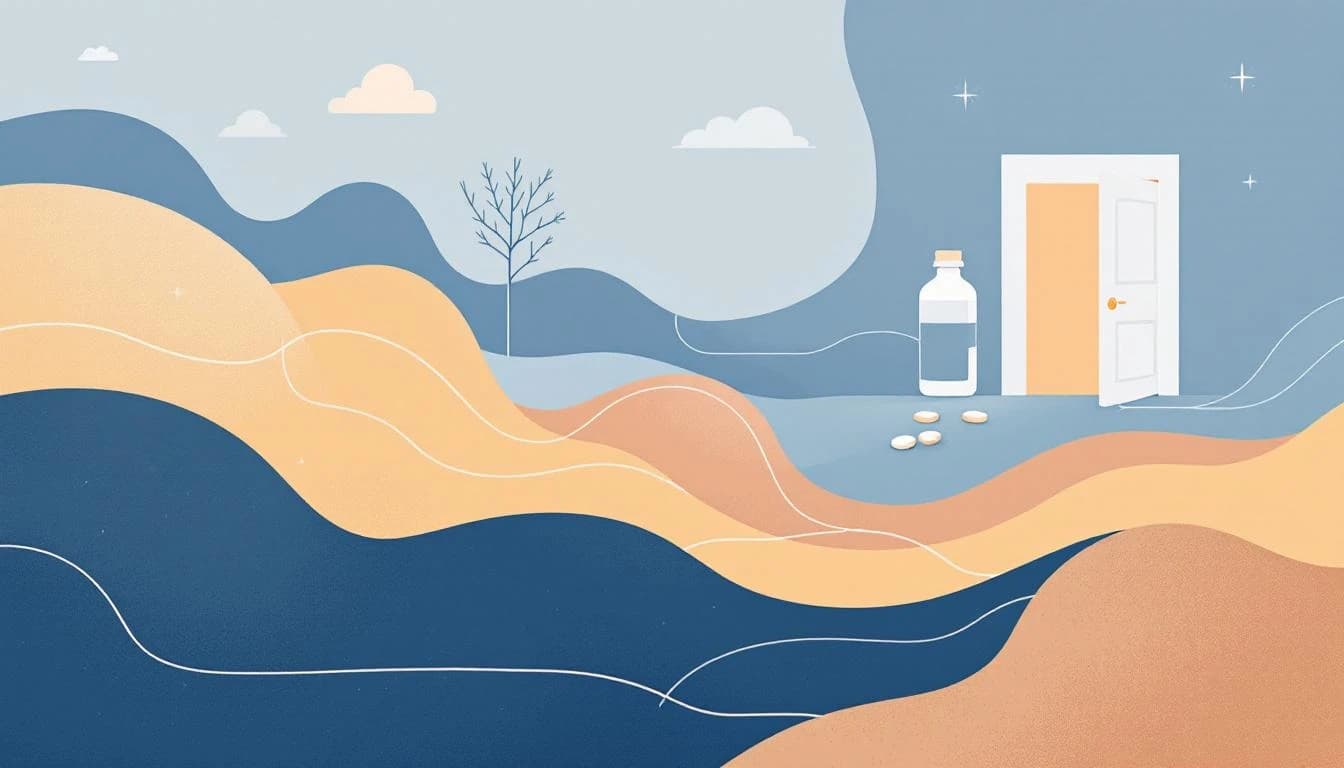 Abstract representation of barriers to treatment — flowing pathways blocked by institutional obstacles, representing systemic denial of medical care