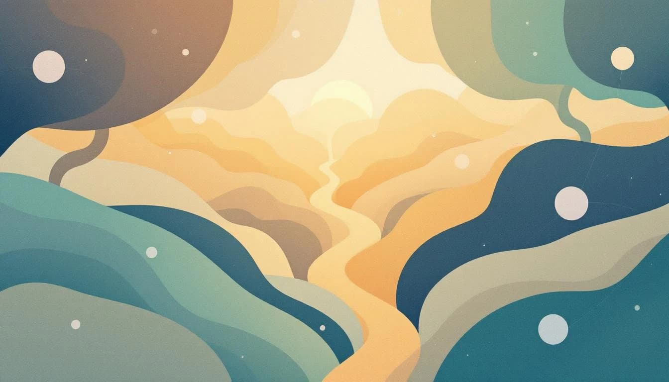 Abstract illustration showing supportive pathways and connection networks representing mental health service integration