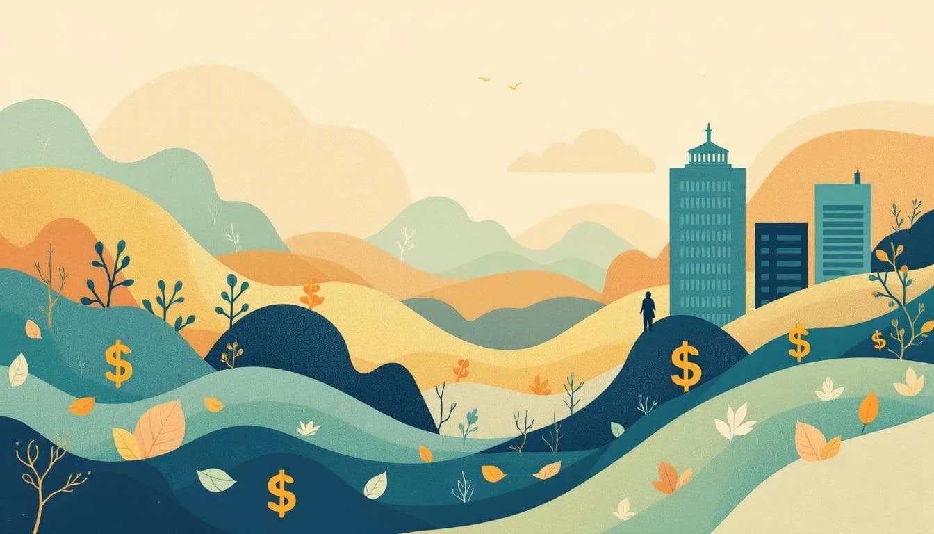 Warm editorial illustration showing document and resource symbols flowing into community support networks