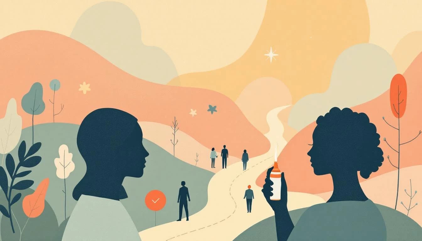 Naloxone spray silhouettes and safety symbols with community pathways