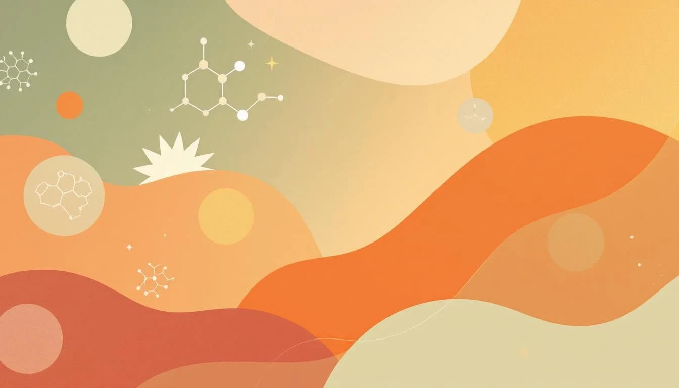 Abstract editorial illustration showing repeating therapeutic patterns and cycle-breaking symbols in warm amber, sage green, and soft coral gradients