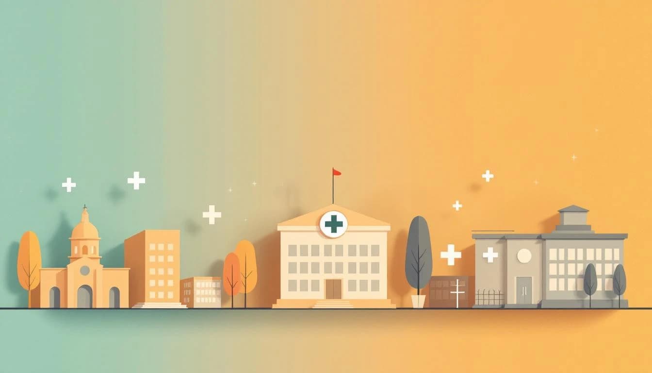 Government building and healthcare symbols representing correctional facility treatment programs