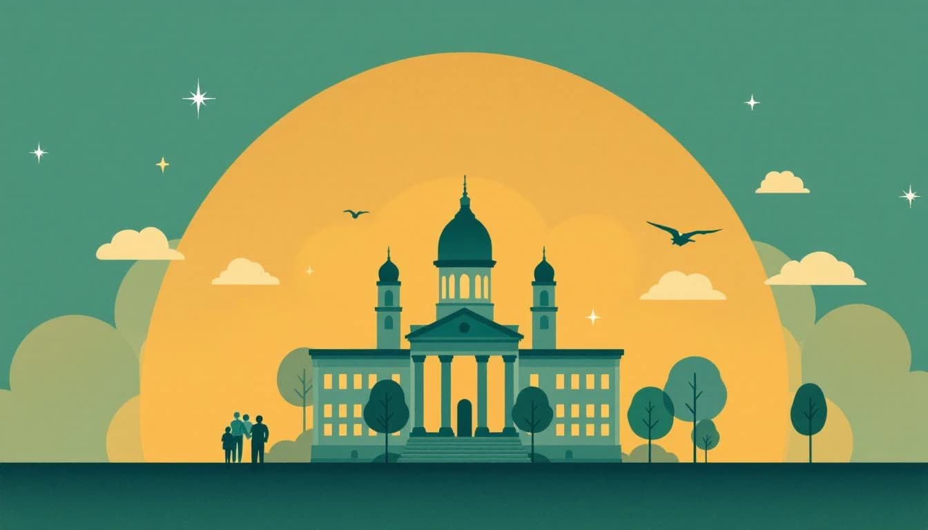 Government building silhouettes with funding symbols representing state behavioral health investment