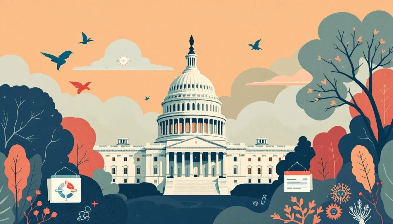 Legislative documents with opioid crisis response symbols and detection technology icons