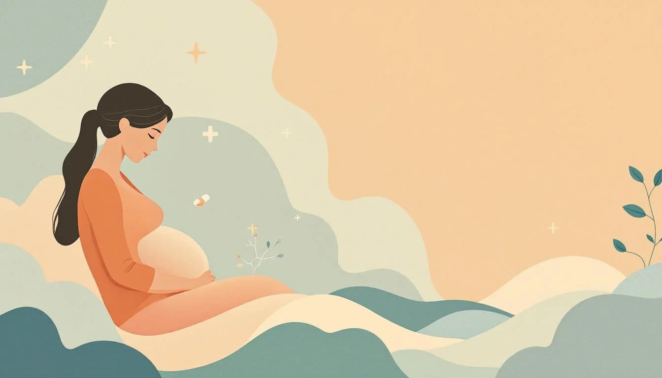 Mother and child silhouettes with neural pathway symbols representing neurodevelopmental health