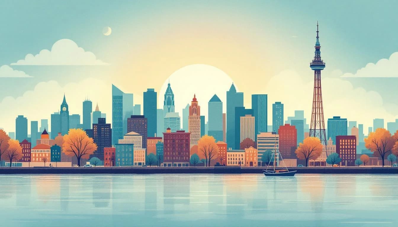 Baltimore city skyline with transparent data visualization symbols, community health network, and accountability dashboard elements