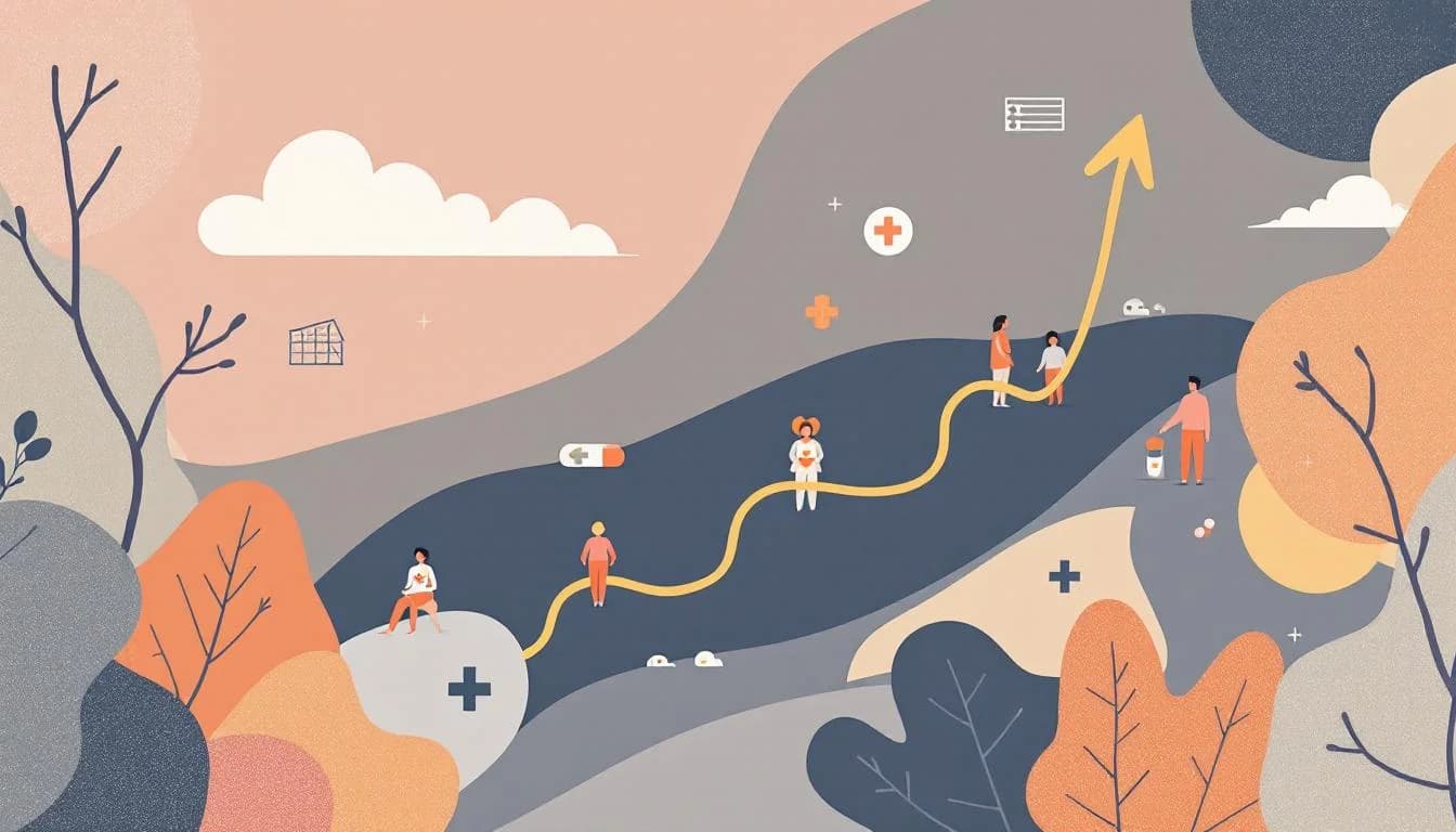 Healthcare data visualization showing Medicaid network connecting patients to medication-assisted treatment across states