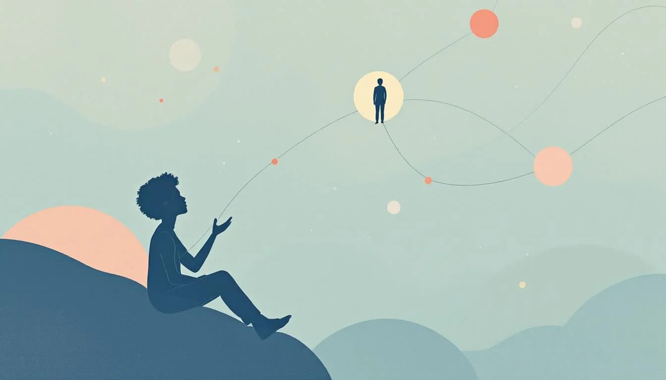 Crisis support phone line connecting young people to mental health help, warm editorial illustration with hopeful tones