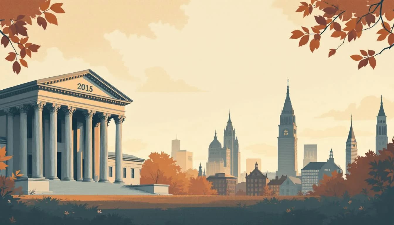Courthouse building with scales of justice, Baltimore cityscape silhouette, legal documents symbolizing dismissed opioid litigation