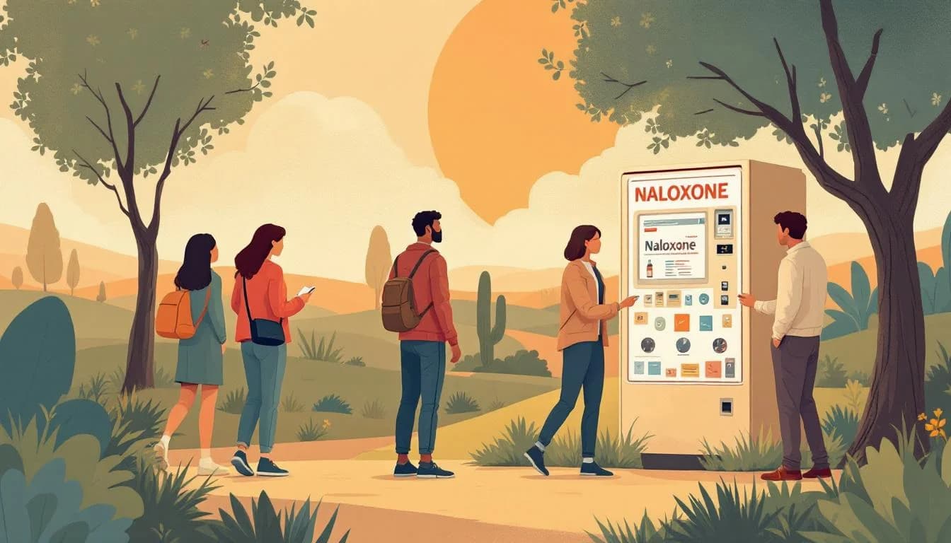 Naloxone vending machine providing free overdose reversal medication in a Virginia community