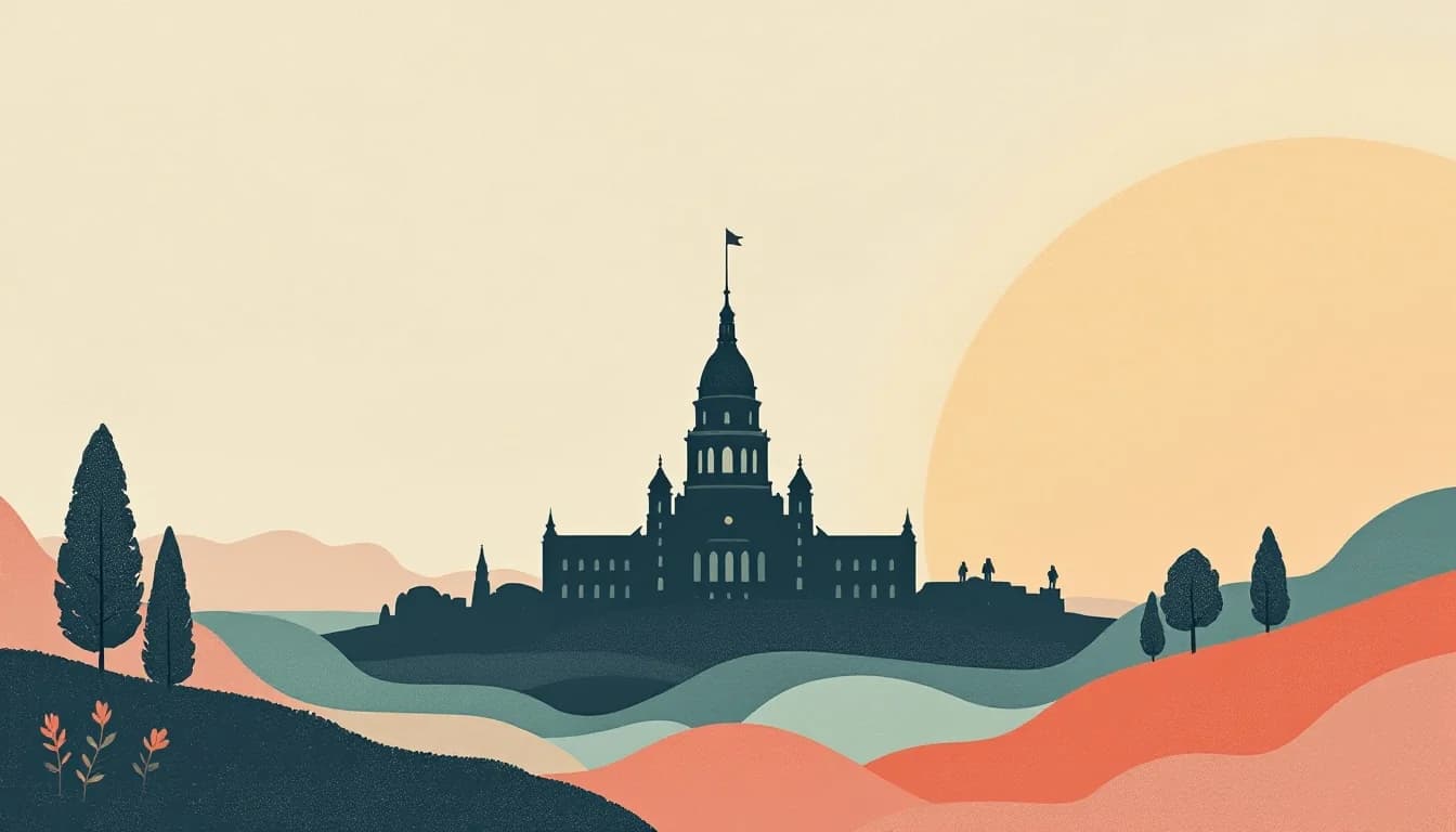 Rhode Island state capitol building with hopeful sunrise, public health achievement symbols, declining chart showing overdose mortality reduction, community wellness and recovery support network