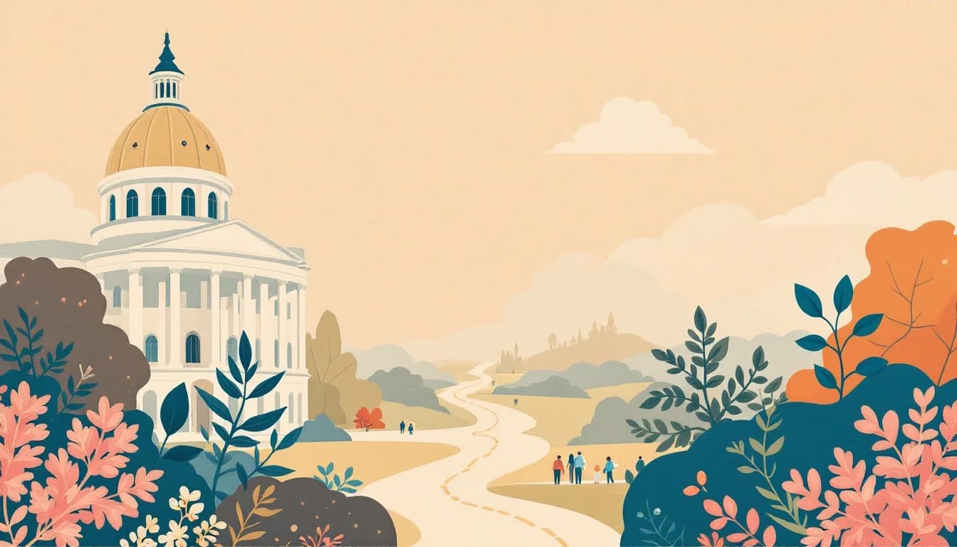 Virginia state capitol building with community health symbols, medication-assisted treatment pathways, and recovery support network illustration