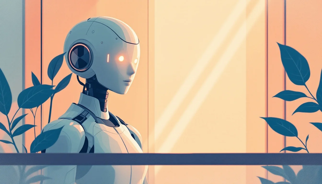 Robotic medication dispensing system in clinical setting with warm lighting