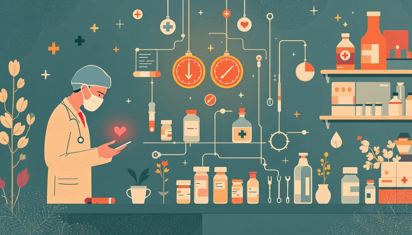Medical research visualization showing treatment dosing challenges with medication symbols and clinical setting elements