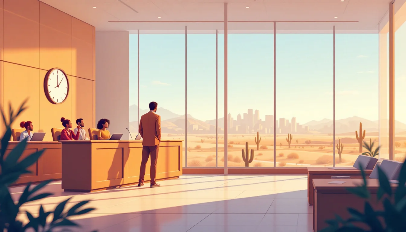 City council chamber with funding allocation symbols, shelter beds and school counseling icons, warm editorial illustration
