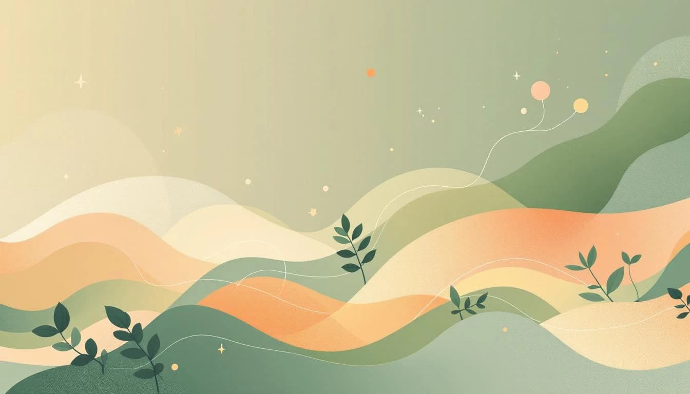 Abstract botanical illustration representing healing pathways in warm editorial tones