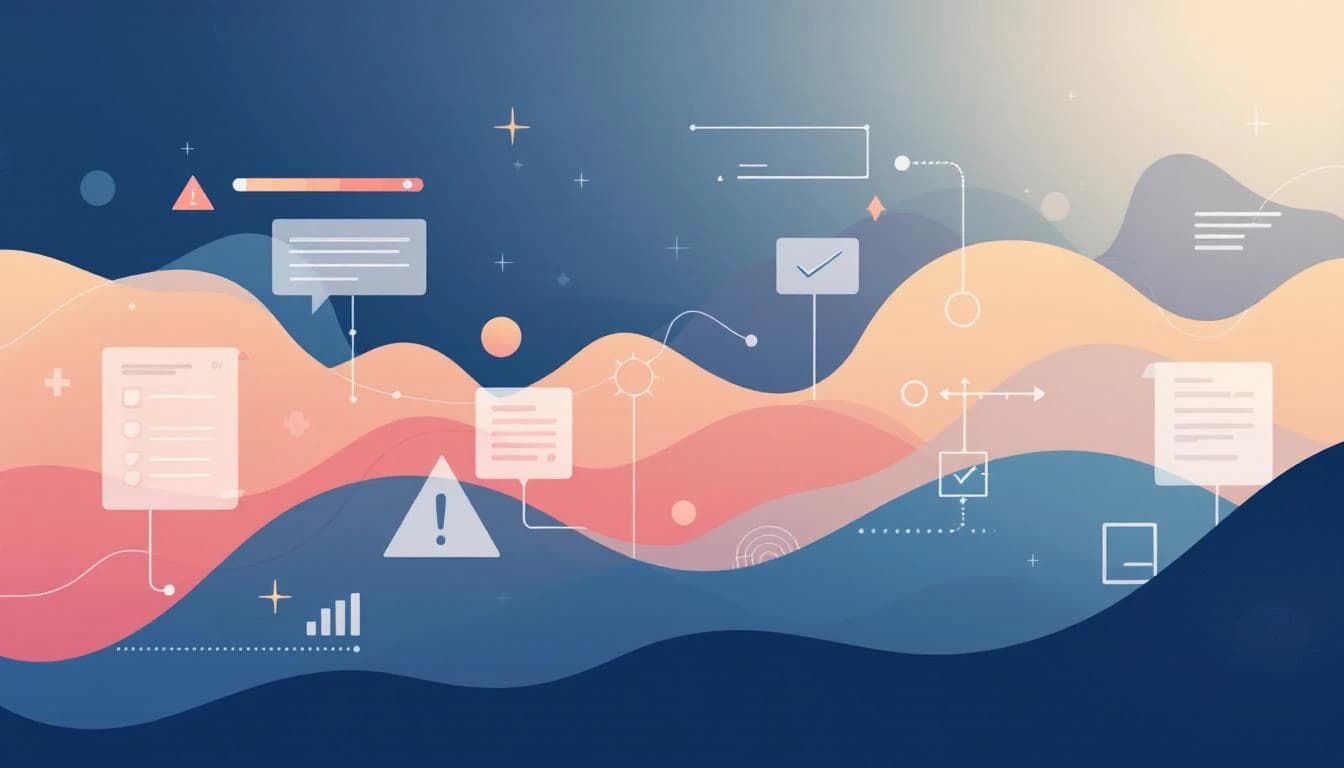 Abstract illustration showing assessment tools and recovery pathways in warm editorial style