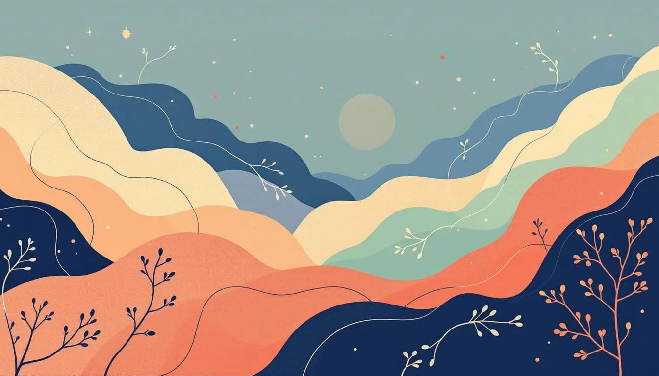 Abstract illustration of support pathways converging, representing harm reduction and grief support services in recovery communities