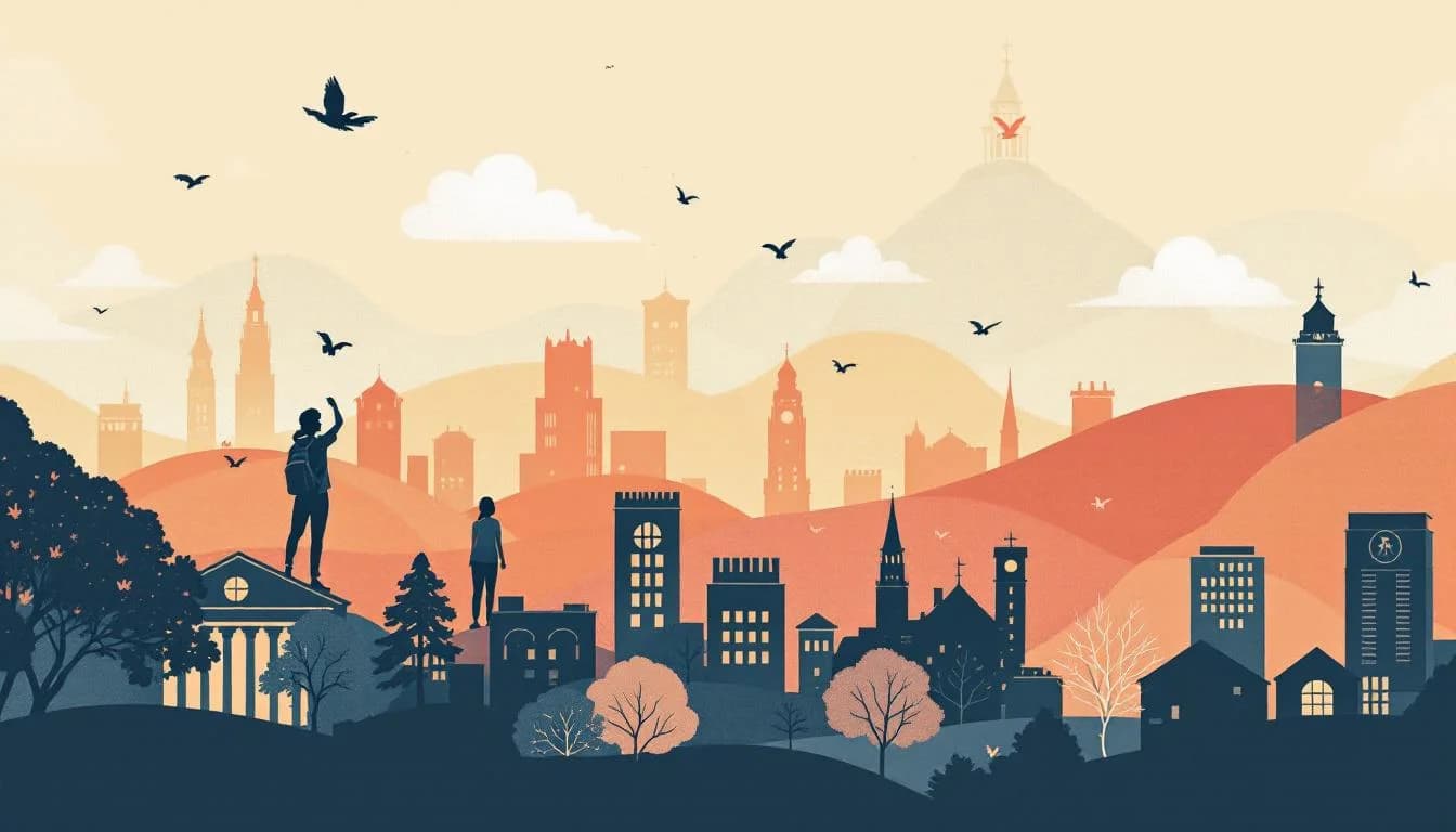 California university campus building with legislative documents, student support pathway, treatment access symbols, policy change bringing hope to college students