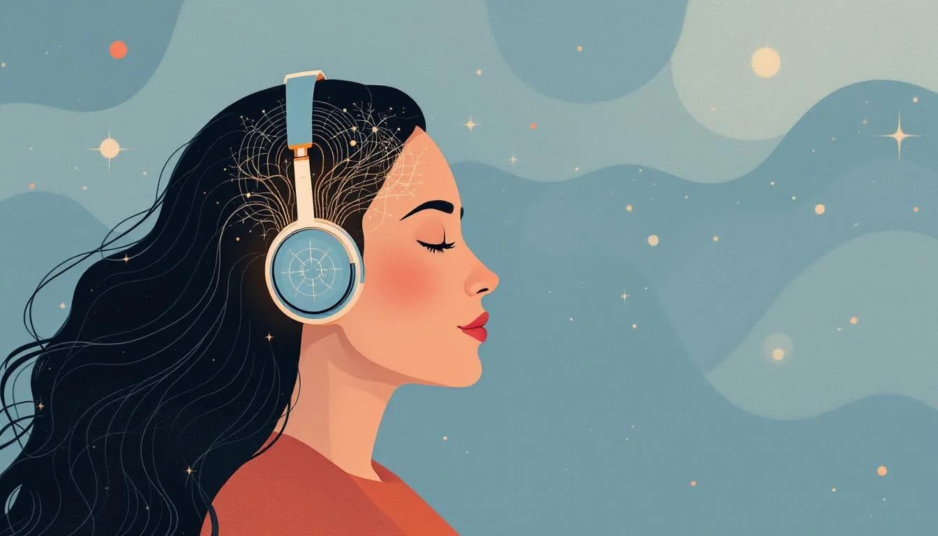At-home brain stimulation device for depression treatment, neurotechnology editorial illustration